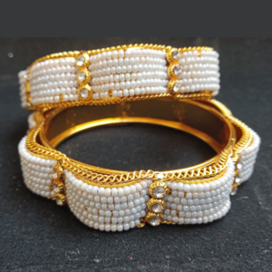 Brass & Copper Golden With White Color Bangles