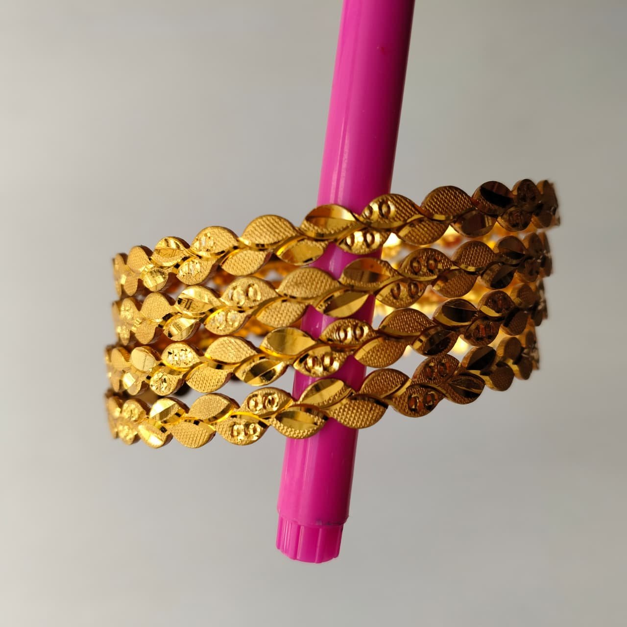 Kanishka Collection Traditional Gold Plated Leaf Design Bangles Set for Women and Girls - Image 3