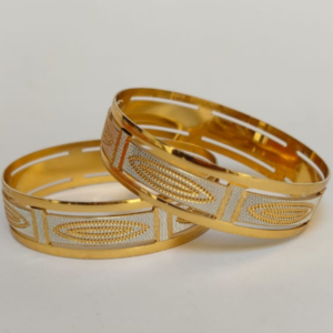 Kanishka Collection Traditional Gold Plated Designer Bangles Set for Women, Golden, Metal, Set of 2, Ethnic Style