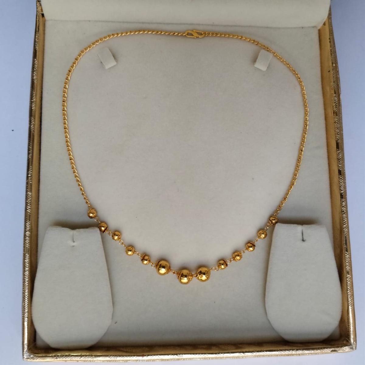 Gold Plated Graduated Bead Chain Necklace