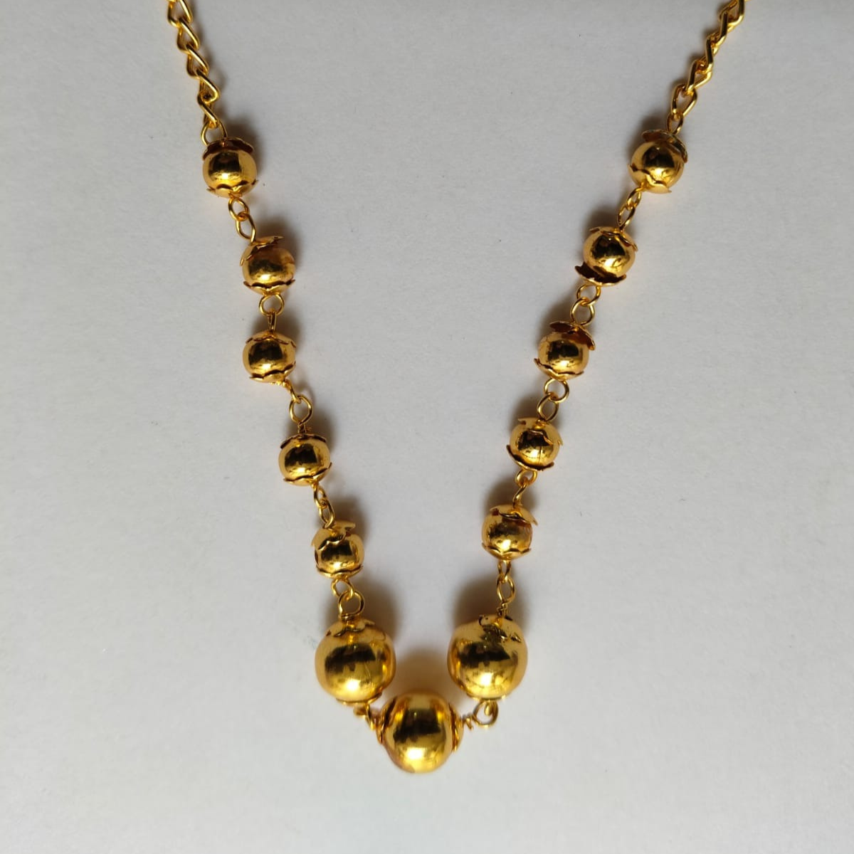 Gold Plated Graduated Bead Chain Necklace