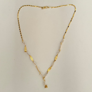 Gold Plated Mangalsutra Necklace with White Beads